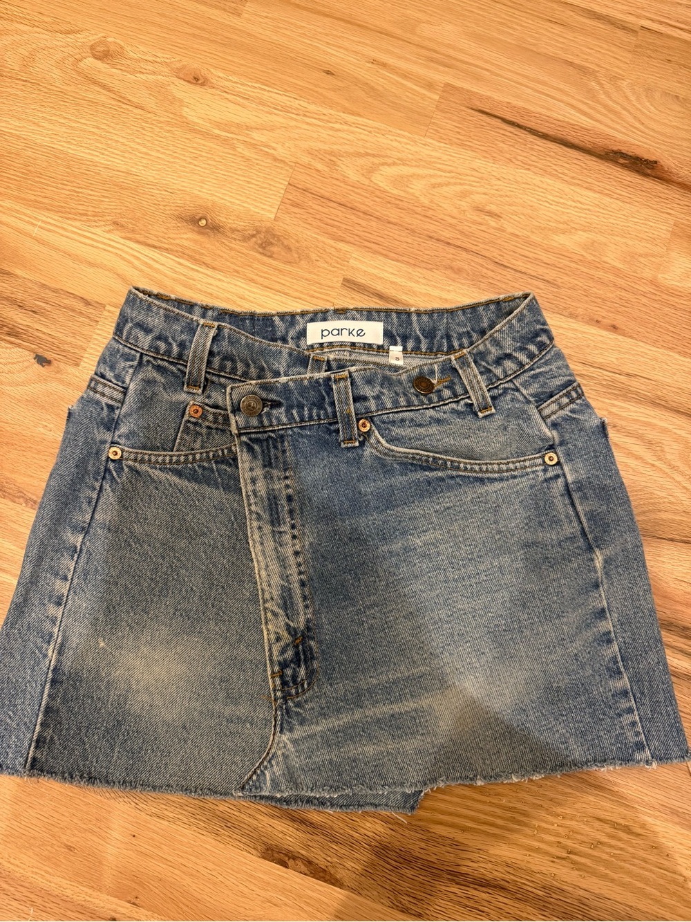 PARKE Denim Crossover Skirt - Picture 4 of 6